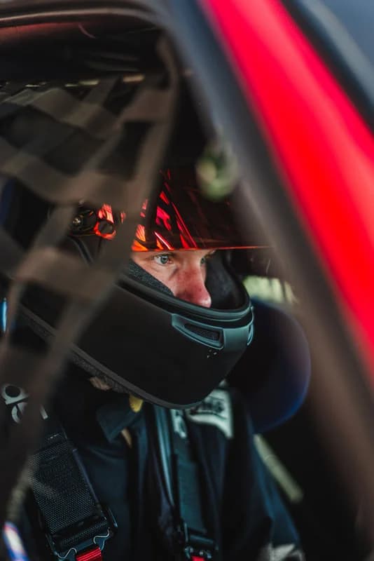 Matthew Swatton fully focussed in his race car